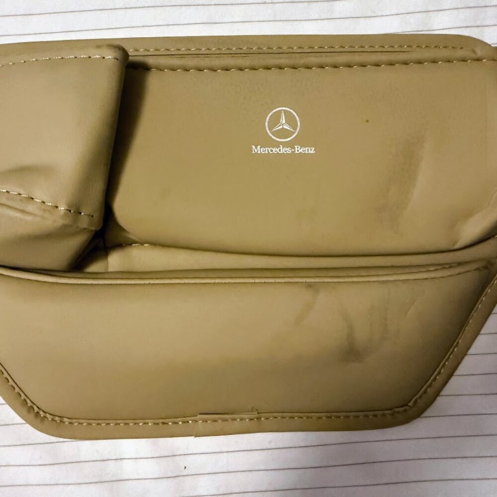 Mercedes Benz Car Seat Gap‎ Filler Storage Pocket Organizer Leather Tan Taupe